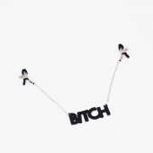 Зажимы на соски с кожаной подвеской Bitch - Crazy Handmade - купить с доставкой в Миассе