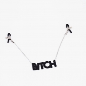 Зажимы на соски с кожаной подвеской Bitch - Crazy Handmade - купить с доставкой в Миассе
