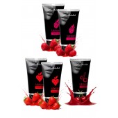 Набор из 5 съедобных лубрикантов JUJU (клубника х 2, малина х 2, вишня) - JuJu - купить с доставкой в Миассе