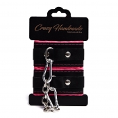 Черно-розовые скругленные наручники с мягкой подкладкой - Crazy Handmade - купить с доставкой в Миассе