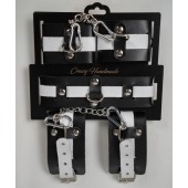 Набор фиксаторов из черной и белой натуральной кожи - Crazy Handmade - купить с доставкой в Миассе