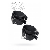 Черные кожаные оковы с двумя перекрёстными ремешками - Pecado - купить с доставкой в Миассе