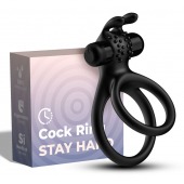 Черное эрекционное виброкольцо с подхватом мошонки Stay Hard - Boys of Toys - в Миассе купить с доставкой