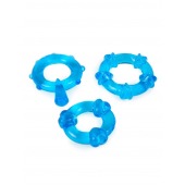 Набор из 3 синих эрекционных колец с различным рельефом - Erowoman-Eroman - в Миассе купить с доставкой