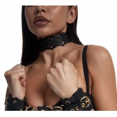 Черный ажурный чокер с золотистой фурнитурой - Crazy Handmade - купить с доставкой в Миассе