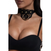 Черный чокер с клепками и золотистой фурнитурой - Crazy Handmade - купить с доставкой в Миассе