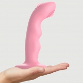 Розовая насадка-стимулятор Strap-On-Me Tapping Dildo Wave - Strap-on-me - купить с доставкой в Миассе