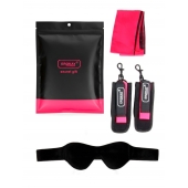 Черно-розовый эротический набор: маска, наручники и повязка - Erokay - купить с доставкой в Миассе