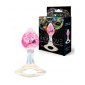 Розоватая анальная пробка с руской - 8,5 см. - AnaLove