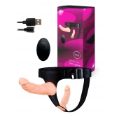 Женский страпон с 2 насадками, вибрацией и пультом ДУ - Erowoman-Eroman - купить с доставкой в Миассе