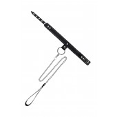 Черный узкий однослойный ошейник с серебристым поводком-цепочкой - Pecado - купить с доставкой в Миассе