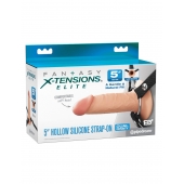 Телесный пустотелый фаллопротез 5’’ Hollow Silicone Strap-On - 14 см. - Pipedream - купить с доставкой в Миассе