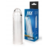 Прозрачная закрытая насадка на пенис с ребрышками - 16 см. - Sex Expert - в Миассе купить с доставкой