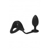 Черное эрекционное кольцо с анальной пробкой Cockstrap With Anal Plug - Dream Toys - в Миассе купить с доставкой