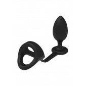 Черное эрекционное кольцо с анальной пробкой Cockstrap With Anal Plug - Dream Toys - в Миассе купить с доставкой