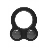 Черное эрекционное кольцо с утяжелителями Cockring Dual Weight - Dream Toys - в Миассе купить с доставкой