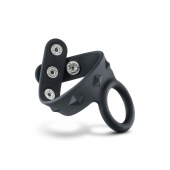 Черное эрекционное кольцо с подхватом мошонки на кнопках VS6 - Blush Novelties - в Миассе купить с доставкой