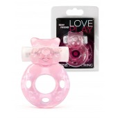 Розовое эрекционное виброкольцо в форме мишки - 1137 - в Миассе купить с доставкой