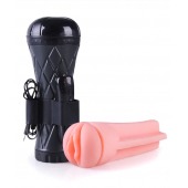 Телесный мастурбатор-вагина в черной колбе с вибрацией - Boys of Toys - в Миассе купить с доставкой