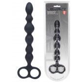 Черная анальная цепочка Beaded Silicone Anal Probe with Double Loop - 24 см. - Shots Media BV