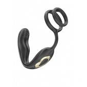 Черная анальная пробка с вращением и эрекционными кольцами - Ibiza - в Миассе купить с доставкой