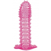Гелевая розовая насадка с шипами - 12 см. - Toyfa Basic - в Миассе купить с доставкой