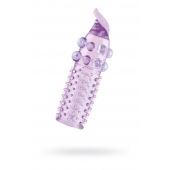 Гелевая фиолетовая насадка с шариками, шипами и усиком - 11 см. - Toyfa Basic - в Миассе купить с доставкой