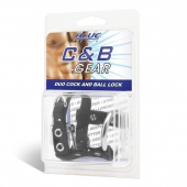 Утяжка на пенис на замочке Duo Cock And Ball Lock - BlueLine - купить с доставкой в Миассе