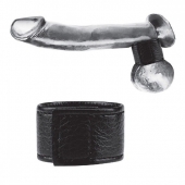 Чёрная утяжка на мошонку 1  Velcro Ball Stretcher - BlueLine - купить с доставкой в Миассе