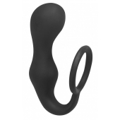 Чёрное эрекционное кольцо с анальной пробкой Double Pleasure Anal Plug - Lola Games - в Миассе купить с доставкой