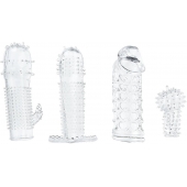 Набор из 4 насадок на член Pleasured Penis Enhancement Sleeve 4 Pack - XR Brands - в Миассе купить с доставкой