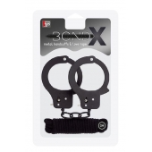 Чёрные наручники из листового металла в комплекте с веревкой BONDX METAL CUFFS LOVE ROPE SET - Dream Toys - купить с доставкой в Миассе
