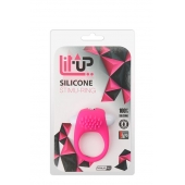 Розовое эрекционное кольцо с щеточкой LIT-UP SILICONE STIMU RING 5 - Dream Toys - в Миассе купить с доставкой