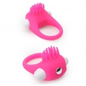 Розовое эрекционное кольцо с щеточкой LIT-UP SILICONE STIMU RING 5 - Dream Toys - в Миассе купить с доставкой
