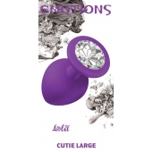 Большая фиолетовая анальная пробка Emotions Cutie Large с прозрачным кристаллом - 10 см. - Lola Games - купить с доставкой в Миассе