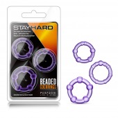 Набор из 3 фиолетовых эрекционных колец Stay Hard Beaded Cockrings - Blush Novelties - в Миассе купить с доставкой