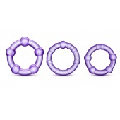 Набор из 3 фиолетовых эрекционных колец Stay Hard Beaded Cockrings - Blush Novelties - в Миассе купить с доставкой