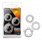 Набор из 3 прозрачных эрекционных колец Stay Hard Beaded Cockrings - Blush Novelties - в Миассе купить с доставкой