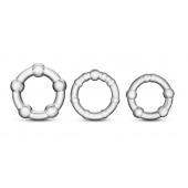 Набор из 3 прозрачных эрекционных колец Stay Hard Beaded Cockrings - Blush Novelties - в Миассе купить с доставкой