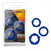 Набор из 3 синих эрекционных колец Stay Hard Beaded Cockrings - Blush Novelties - в Миассе купить с доставкой