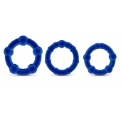 Набор из 3 синих эрекционных колец Stay Hard Beaded Cockrings - Blush Novelties - в Миассе купить с доставкой