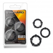 Набор из 3 чёрных эрекционных колец Stay Hard Beaded Cockrings - Blush Novelties - в Миассе купить с доставкой