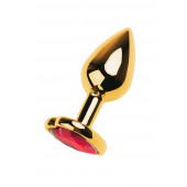 Золотистая анальная пробка с кристаллом-сердцем - 7,5 см. - ToyFa - купить с доставкой в Миассе