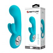 Бирюзовый вибратор Chris с клиторальным отростком - 15,4 см. - Baile