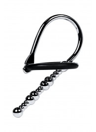 Серебристый уретральный плаг-бусины TOYFA Metal с мягким фиксириющим кольцом - ToyFa - купить с доставкой в Миассе