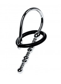 Серебристый уретральный плаг-бусины TOYFA Metal с мягким фиксириющим кольцом - ToyFa - купить с доставкой в Миассе