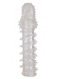 Прозрачная, закрытая насадка с шипами и точками - 13,5 см. - Toyfa Basic - в Миассе купить с доставкой