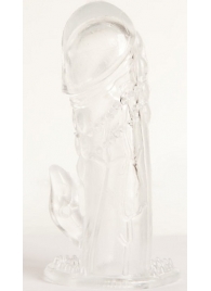 Прозрачная гелевая насадка с клиторальным отростком - 13 см. - Toyfa Basic - в Миассе купить с доставкой