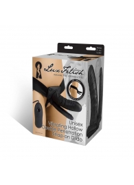 Полый страпон с двумя отростками и вибрацией Unisex Vibrating Hollow Strap-On Double Penetrating Dildo - 17,8 см. - Lux Fetish - купить с доставкой в Миассе