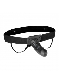 Чёрный полый страпон с вибрацией Unisex Vibrating Hollow Strap-On - 14 см. - Lux Fetish - купить с доставкой в Миассе